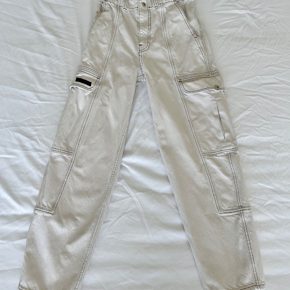 Sz 27 Urban Outfitters UO BDG Ecru Skate Jean Wide Leg Off-White Pants - Picture 5 of 13